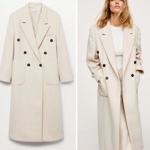Mango Double Breasted Ecru Coat